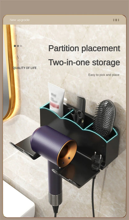 Hair Dryer Holder Wall Dryer Bracket Straightener Stand Hairdryer Organizer Hair Brush Storage Box Bathroom Accessories