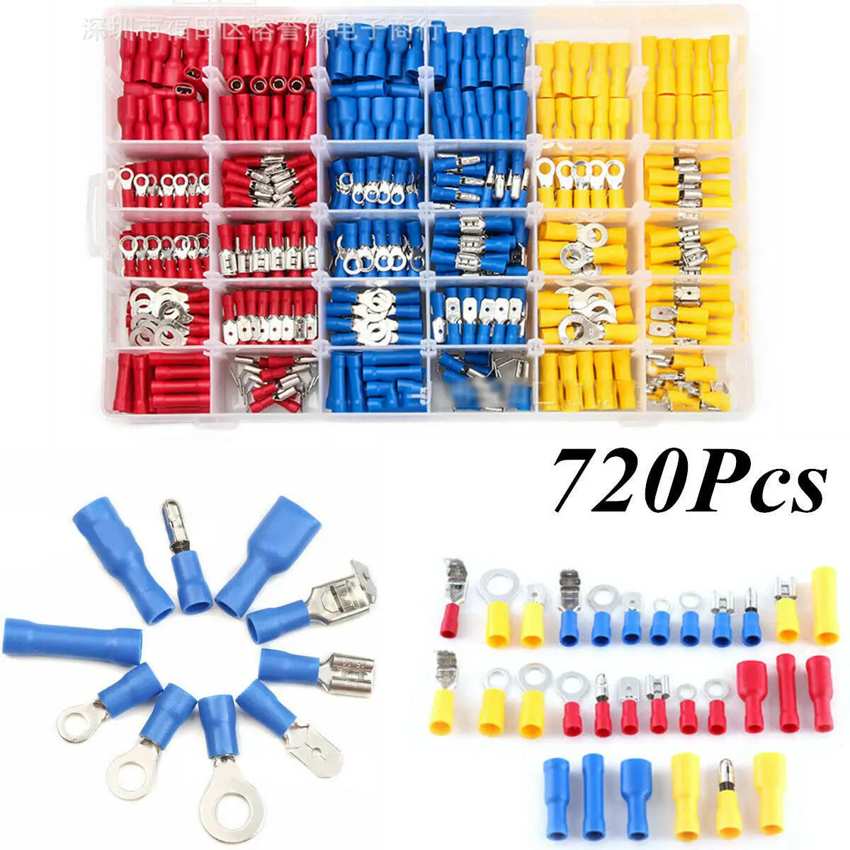 480/300/280PCS Insulated Cable Connector Electrical Wire Crimp Spade Butt Ring Fork Set Ring Lugs Rolled Terminals Assorted Kit