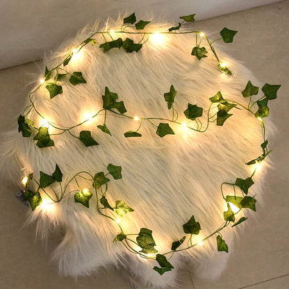 Green Leaf String Lights Artificial Ivy Vine Fairy Light Garland Wedding Party Decoration Christmas Home Room Wall Hanging Plant