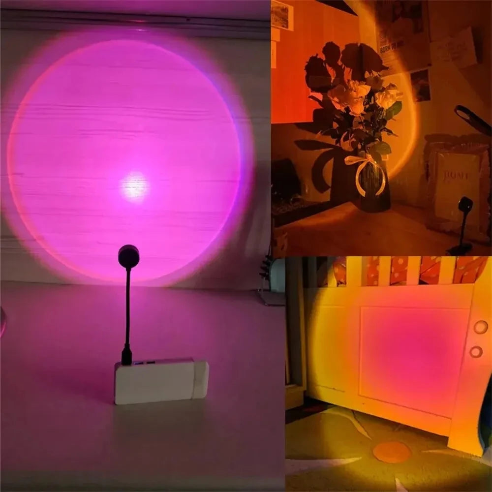 Sunset Photography Light USB Rainbo LED Light Mobile Phone Self  Neon Night Light Projector Photography Wall Atmosphere Light