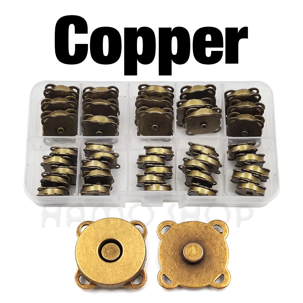 20sets 10mm-18mm Sew-on Metal Magnet Buckle Snap Fasteners Buttons Kits DIY Sewing Garment Accessories Materials Wallet Buckle