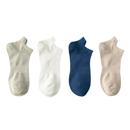4 Pairs Man Cotton Short Socks Fashion Breathable Mesh Men Comfortable Casual Ankle Sock Pack Male Street Fashions