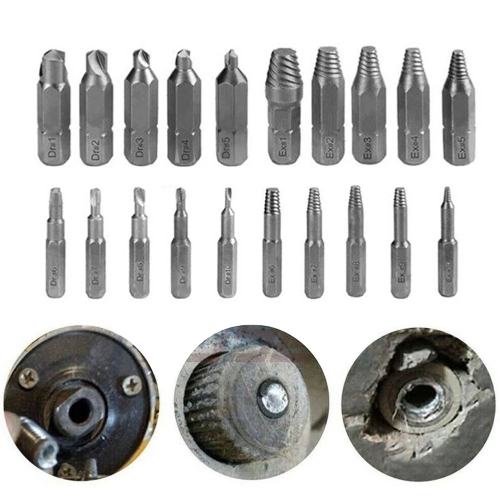 10Pcs 4/6.35mm Damaged Screw Extractor Drill Bit Set
