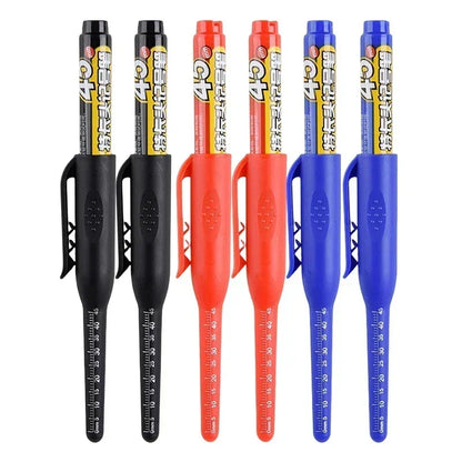 12-1Pcs Multi-Purpose 45mm Deep Drill Hole Long Nibs Waterproof Marker Pens for Bathroom Woodworking Long Head Carpenter Pens