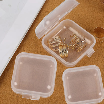 Clear Storage Container Transparent Plastic Storage Boxes with Hinged Lid Square Packaging Display Box Jewelry DIY Crafts