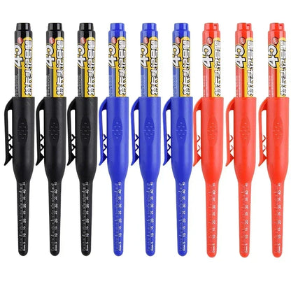 12-1Pcs Multi-Purpose 45mm Deep Drill Hole Long Nibs Waterproof Marker Pens for Bathroom Woodworking Long Head Carpenter Pens
