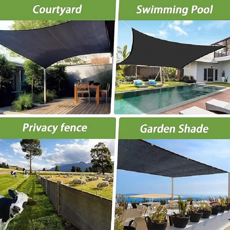 Black Shade Cloth Sunblock Mesh Cover Taped Edge With Grommets Sun Net For Pergola Plants Greenhouse Gardens Patio Canopy