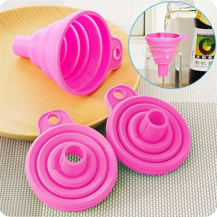1pc Red Silicone Funnel Mini Multifunctional Convenient Kitchen Folding And Sub Packaging Tools Kitchen Supplies