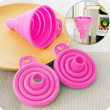 1pc Red Silicone Funnel Mini Multifunctional Convenient Kitchen Folding And Sub Packaging Tools Kitchen Supplies