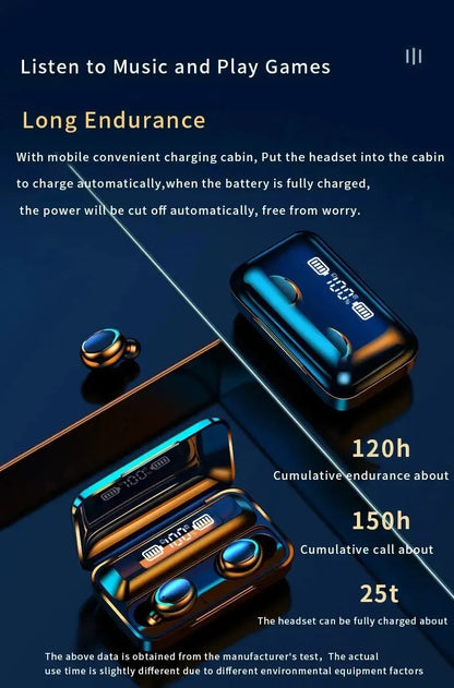 F9 Wireless Bluetooth Headphones Tws Waterproof Earbuds