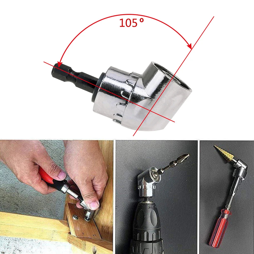 105 Degree Right Angle Drill Attachment and Flexible Angle Extension Bit Kit for Drill Screwdriver Socket Adapter Tools