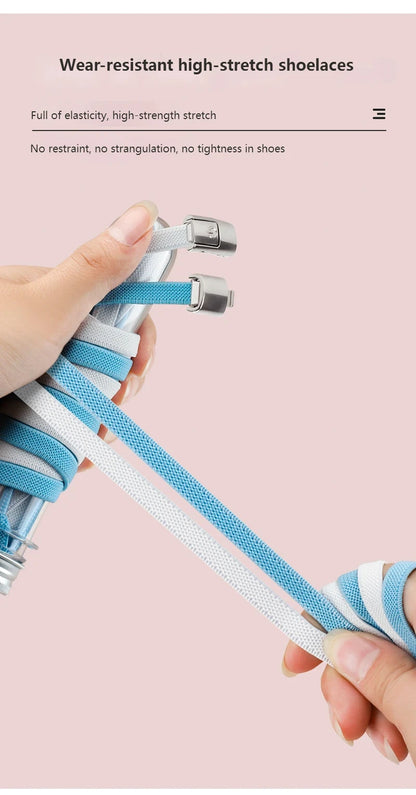 8mm Width No Tie Shoe Laces Press Lock Shoelaces Without Ties