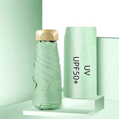 80%Off Mini Sun Umbrella Small Pocket Rain Travel Umbrella Vinyl Folding Umbrella UV Protection Sun Shade Pocket Parasol Capsule