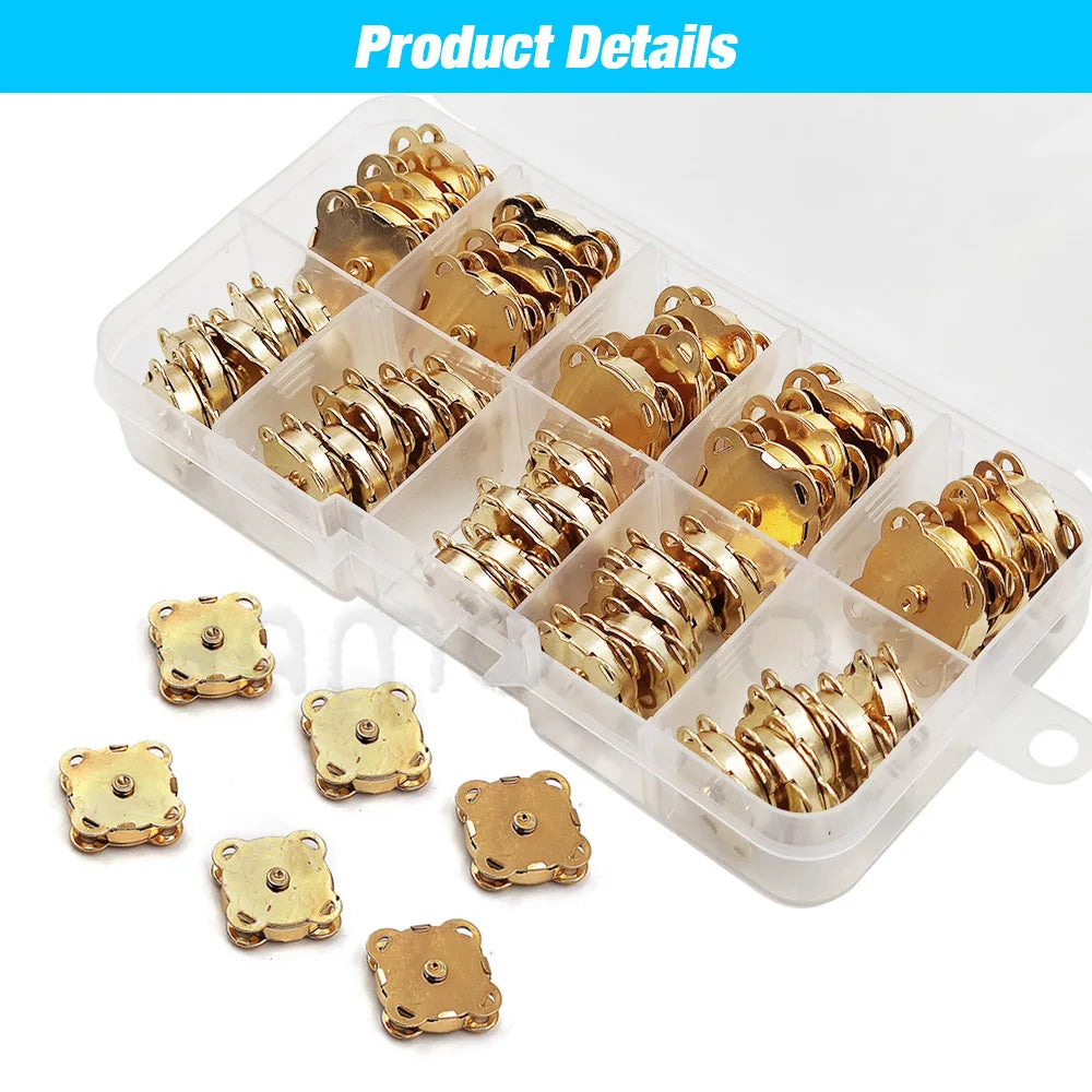 20sets 10mm-18mm Sew-on Metal Magnet Buckle Snap Fasteners Buttons Kits DIY Sewing Garment Accessories Materials Wallet Buckle