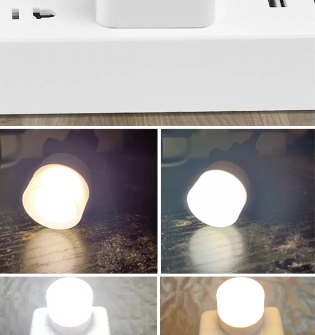 100-10PCS Portable Mini Night Lights Colorful USB Plug Lamp Power Bank Charging LED Book Light Round Reading Eye Protection Lamp