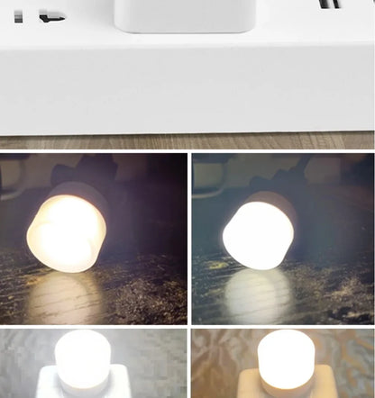 100-10PCS Portable Mini Night Lights Colorful USB Plug Lamp Power Bank Charging LED Book Light Round Reading Eye Protection Lamp