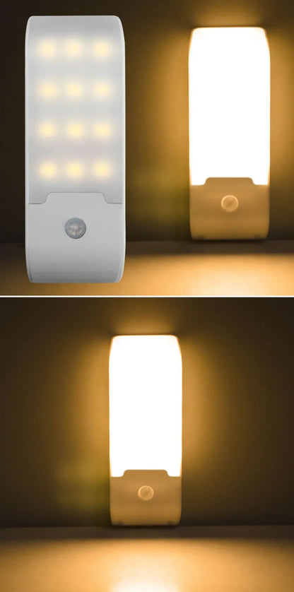 Motion Sensor LED Night Light Rechargeable Lamp Human Body Induction Cabinet Lamp Kitchen Wardrobe Stairs Emergency Lighting