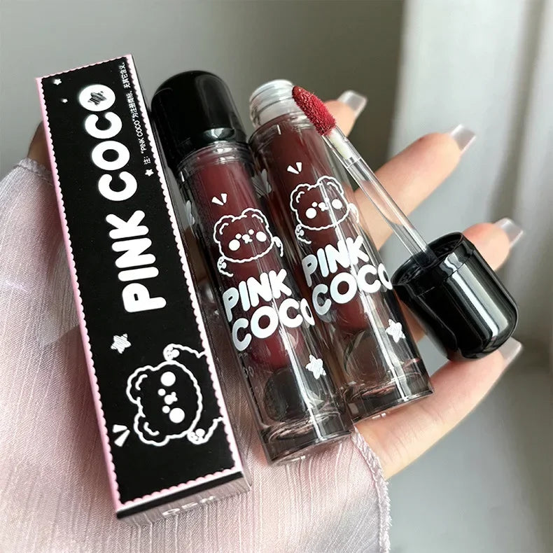 Dark Red Brown Mirror Lip Glaze Water Light Moisturizing Non-stick Cup Highly Pigmented Red Liquid Lipstick Lips Makeup Cosmetic