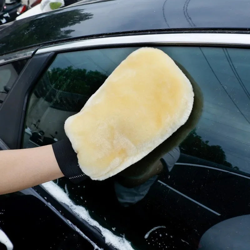 1/5pcs Car Wash Gloves Soft Thickened  Imitation Wool Plush Wiping Car Cleaning Mitt Double-faced Glove Car Washing Supplies