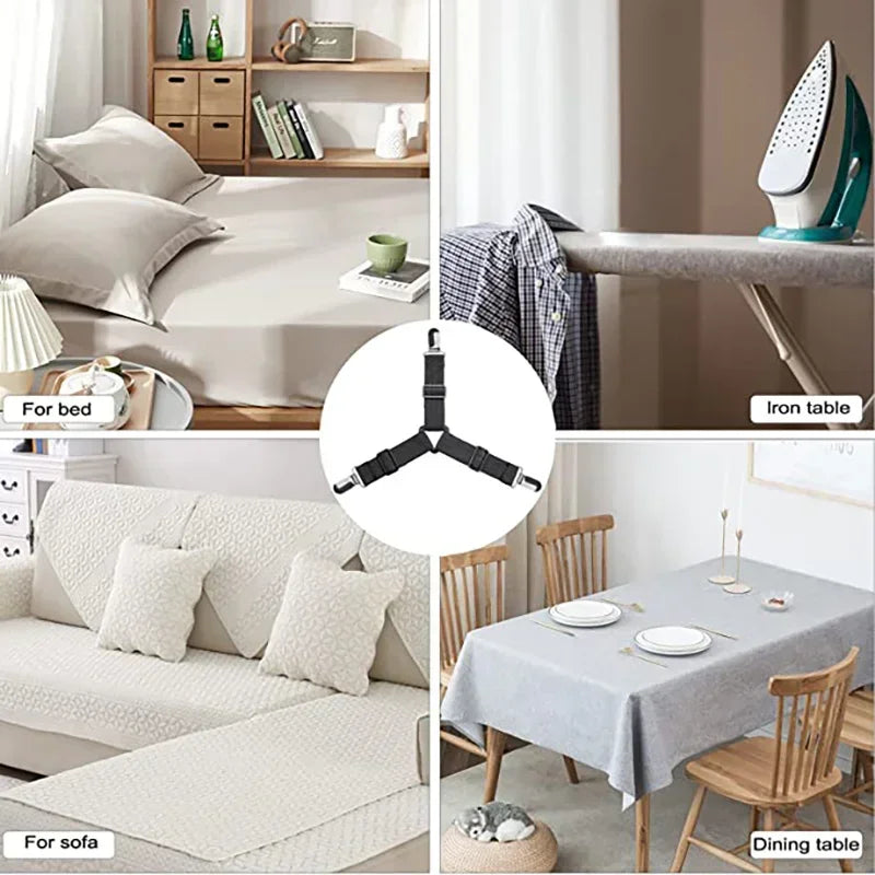 16/4Pcs/Set Adjustable Bed Sheet Grippers Belt Fastener Bed Sheet Clips Mattress Cover Blankets Quilt Holder Organize Gadgets