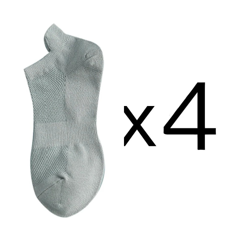 4 Pairs Man Cotton Short Socks Fashion Breathable Mesh Men Comfortable Casual Ankle Sock Pack Male Street Fashions