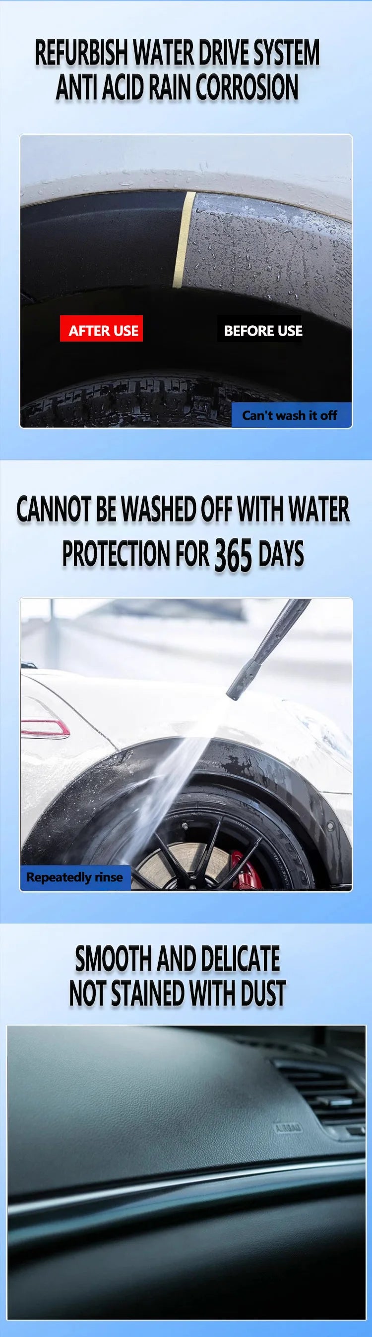 AIVC Plastic Restore Revitalizer Plastic Renovator Longlasting Coating For Car Rubbers Refurbish Clean Gloss Black Shine