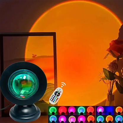 Vibrant Sunset Projection Light - 16-Color Spectrum, USB Remote Control, Dynamic Color Changing LED Light - Creates Warm Home