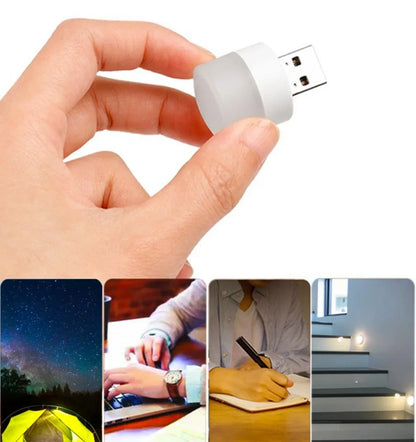 100-10PCS Portable Mini Night Lights Colorful USB Plug Lamp Power Bank Charging LED Book Light Round Reading Eye Protection Lamp