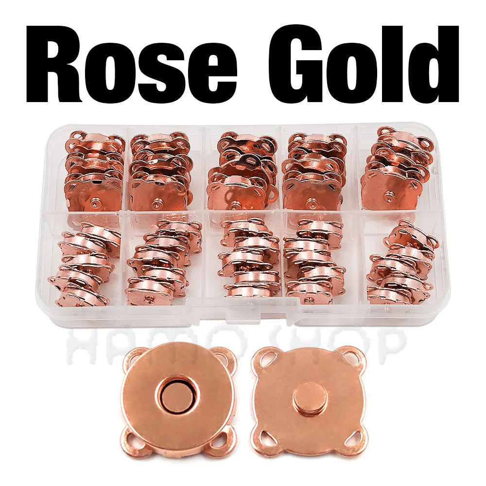 20sets 10mm-18mm Sew-on Metal Magnet Buckle Snap Fasteners Buttons Kits DIY Sewing Garment Accessories Materials Wallet Buckle