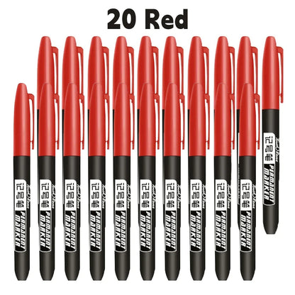 1-20Pcs Permanent Marker Pen Drawing Markers Oil-Based Waterproof Black Blue Red Ink Sketch Pens Stationery Art School Supplies