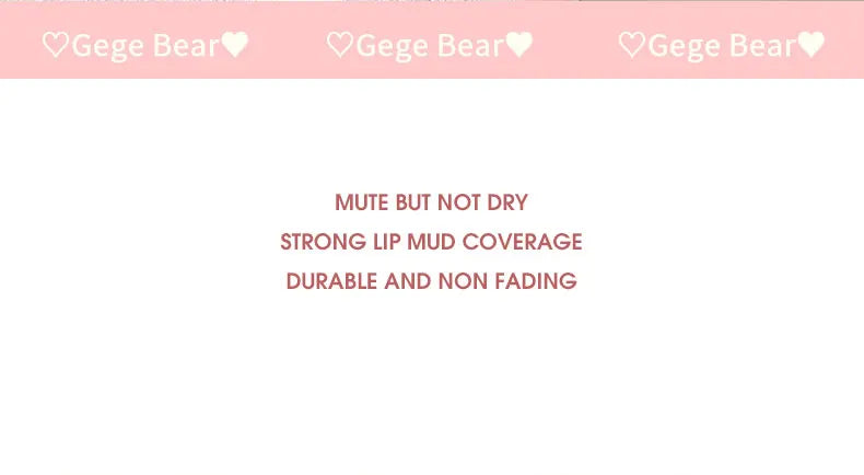 Gege Bear Adorable Rabbit Velvet Lip Mud — Matte Finish, Long-Lasting, Non-Transfer Lip Lacquer for a Whiter Appearance