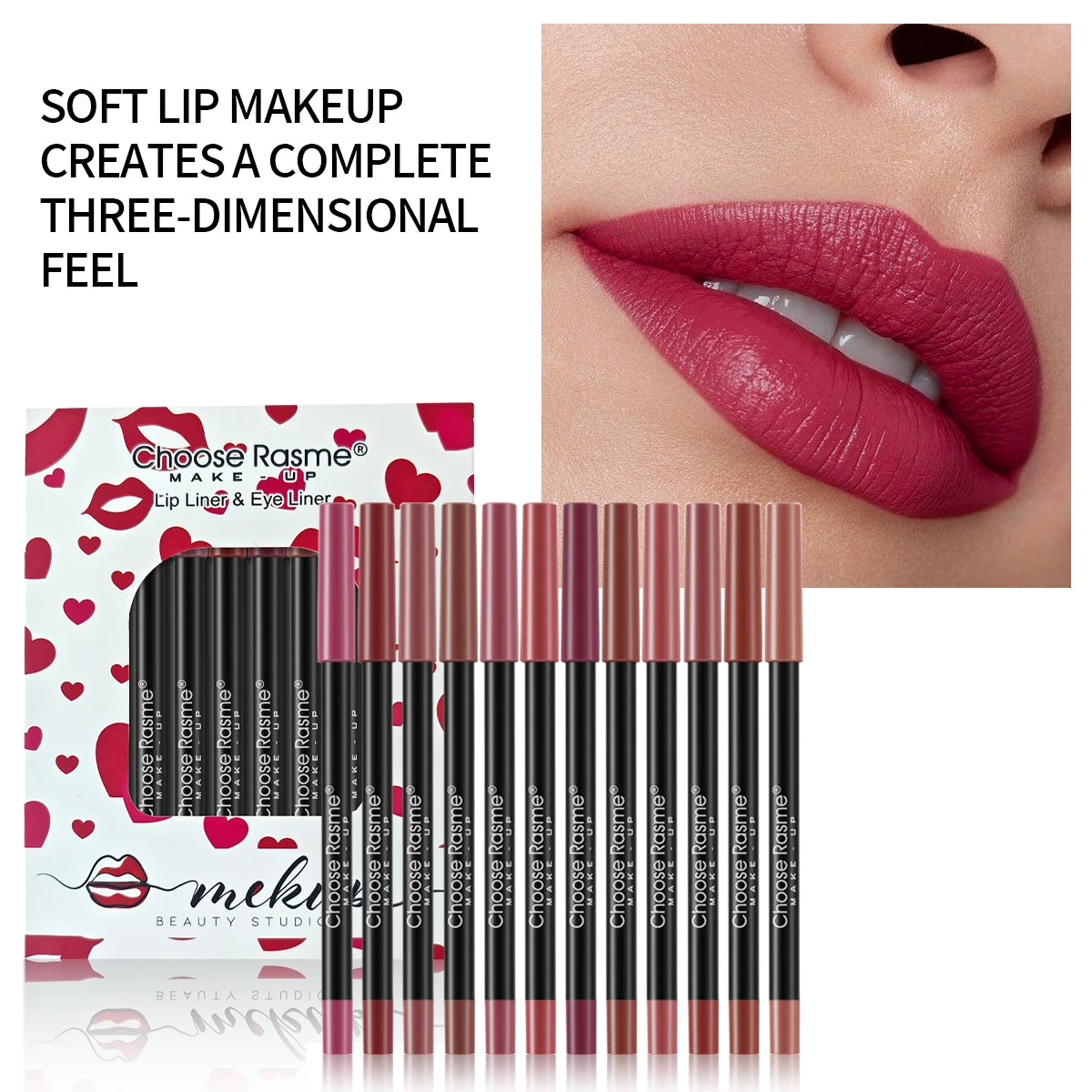 12 pcs Lip Liner Pencil Set Matte Lipliner Pencil Lipstick Waterproof Long Lasting Nude Contour Lipstick Pen Lip Tint Cosmetics