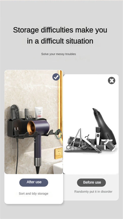 Hair Dryer Holder Wall Dryer Bracket Straightener Stand Hairdryer Organizer Hair Brush Storage Box Bathroom Accessories
