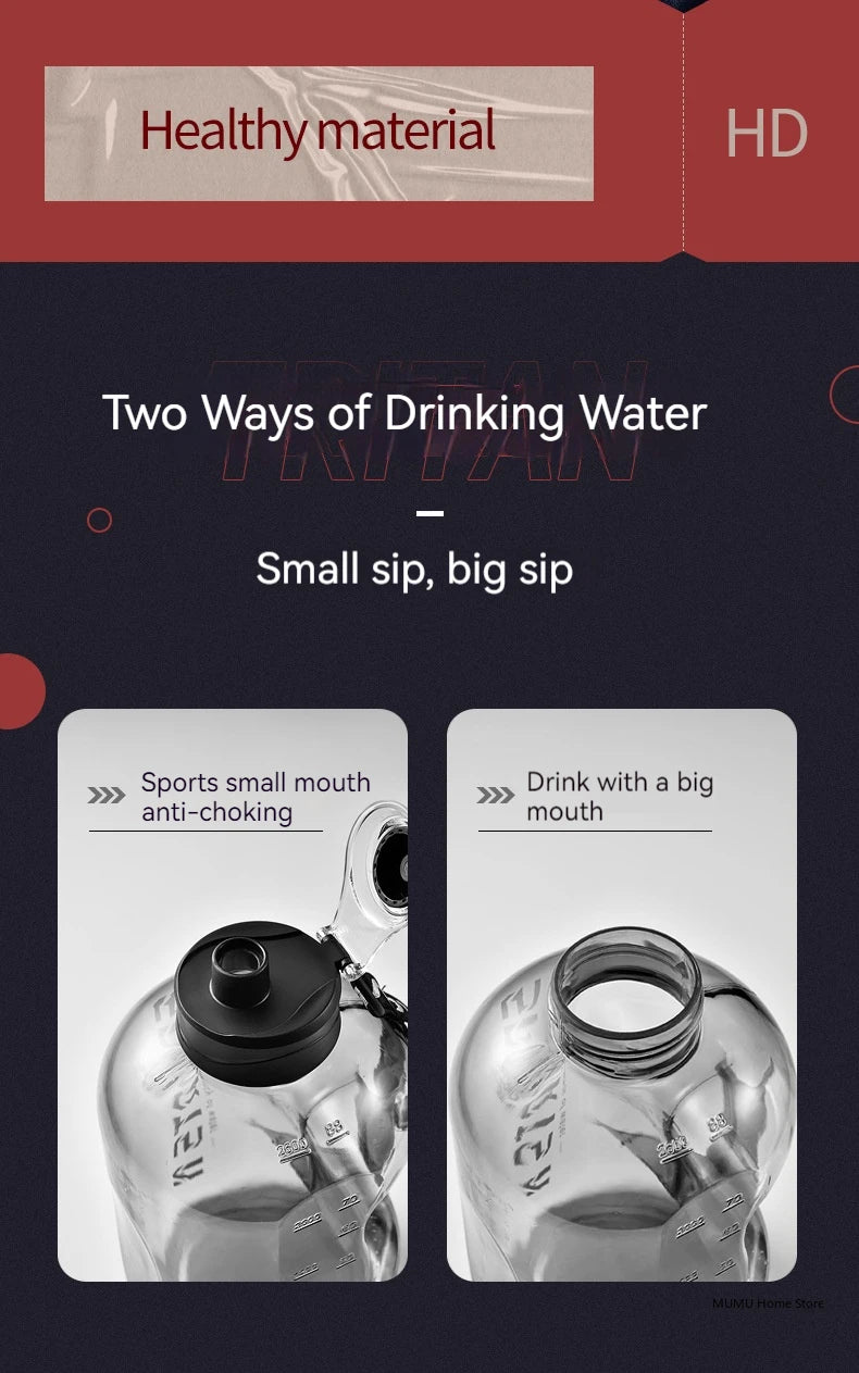 1.7L/2.7L/4L/5L Large Capacity Water Bottle Gym Cycling Cup Sports Water Bottle Portable For Fitness Camping Men Water Kellte