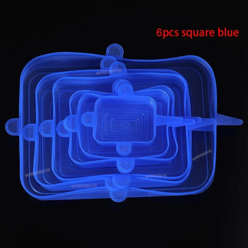 6/12Pcs Silicone Stretch Lids Reusable Food Seal Cover for Pot Bowl Keep Food Fresh Stretchy Wrap Cover Kitchen Cookware