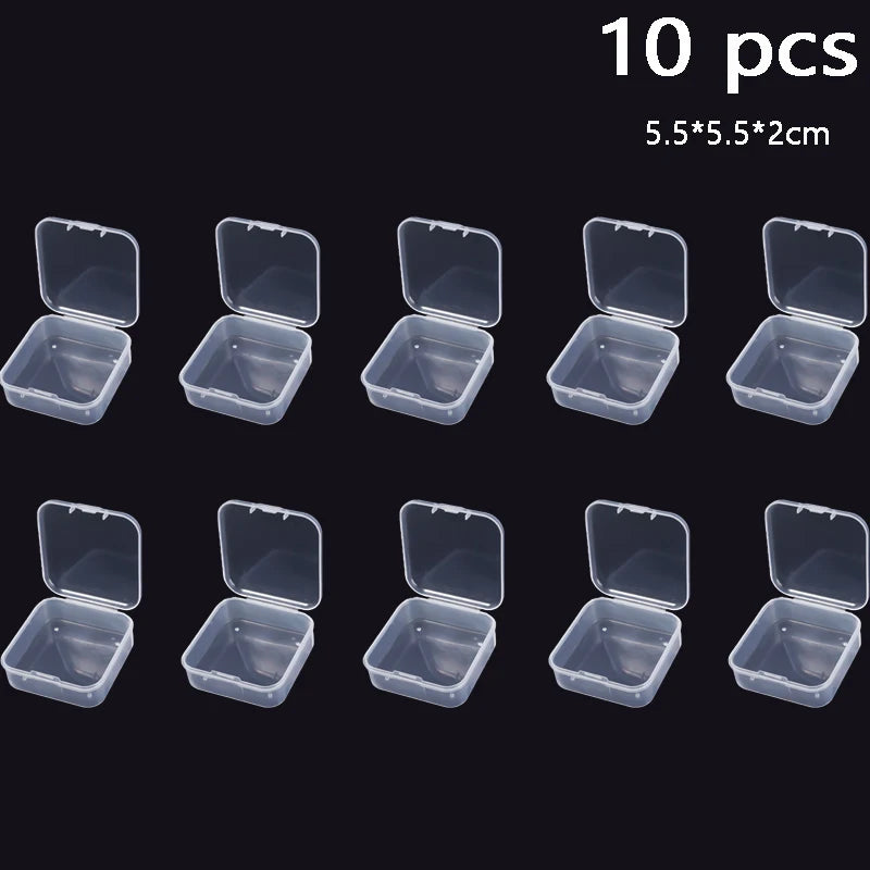 Clear Storage Container Transparent Plastic Storage Boxes with Hinged Lid Square Packaging Display Box Jewelry DIY Crafts