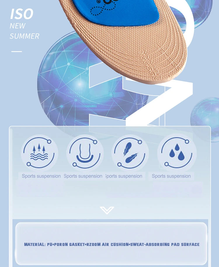 1Pair Sport Silicone Insoles for Shoes High Elastic Shock-absorbing Insole for Feet Arch Support Orthopedic Men Women Shoe Sole