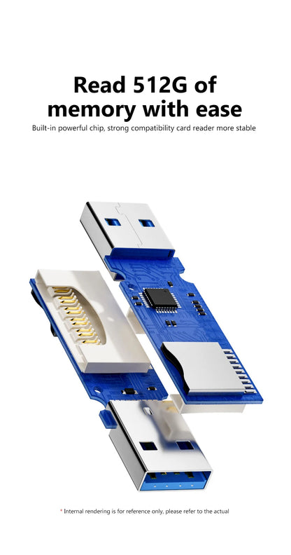 2 In 1 USB 3.0 2.0 Micro SD TF Card Reader High Speed Data Transmission