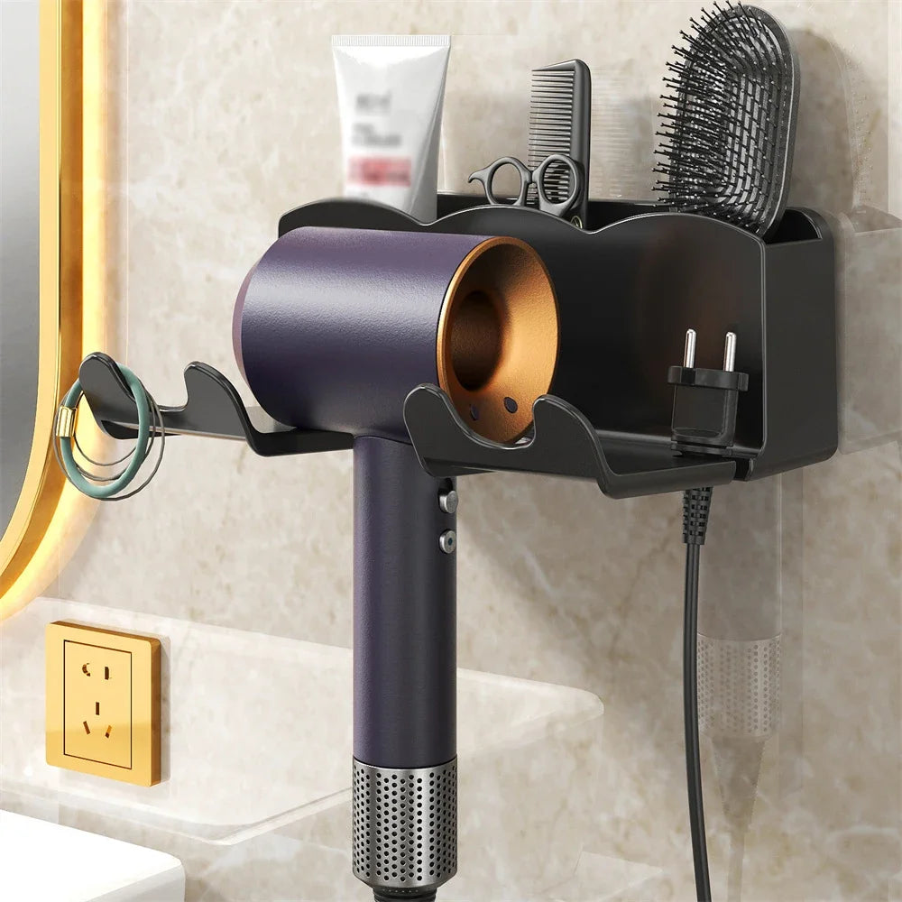 Hair Dryer Holder Wall Dryer Bracket Straightener Stand Hairdryer Organizer Hair Brush Storage Box Bathroom Accessories