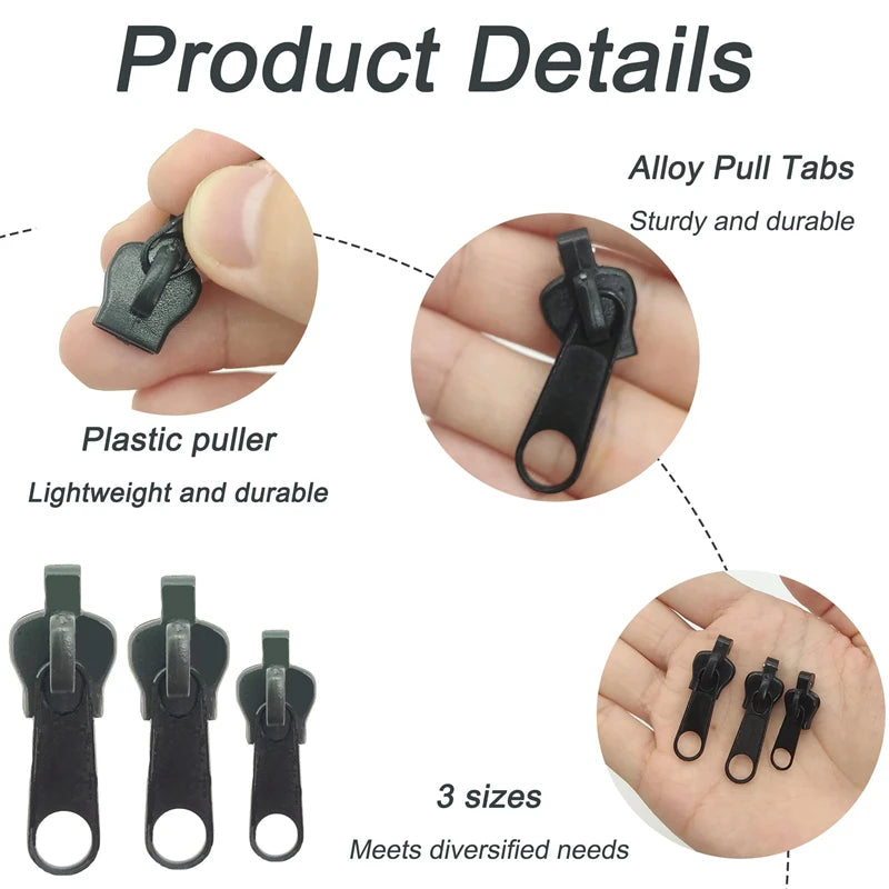6-60pcs Instant Zipper Universal Instant Fix Repair Kit Replacement Zip Slider Teeth Multifunctional Clothing Replacement Zipper