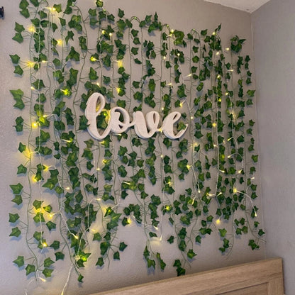 Green Leaf String Lights Artificial Ivy Vine Fairy Light Garland Wedding Party Decoration Christmas Home Room Wall Hanging Plant