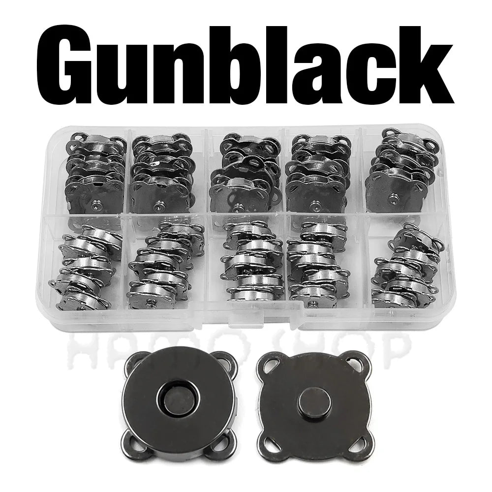 20sets 10mm-18mm Sew-on Metal Magnet Buckle Snap Fasteners Buttons Kits DIY Sewing Garment Accessories Materials Wallet Buckle