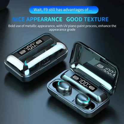 F9 Wireless Bluetooth Headphones Tws Waterproof Earbuds