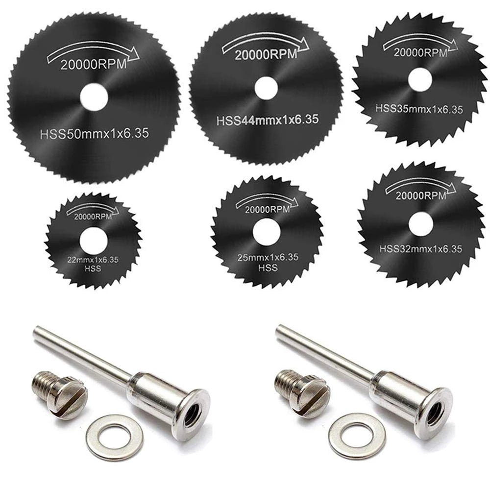 6pcs Mini HSS Circular Saw Blade Rotary Tool For Dremel Metal Cutter Power Tool Wood Cutting Discs Drill Mandrels Cutoff 22-50mm