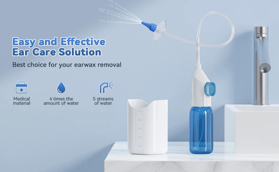 Ear Wax Removal Tool Manual Ear Irrigation Flushing System Safe and Effective Ear Cleaner for Adults Kids Cleaning Washer Kit