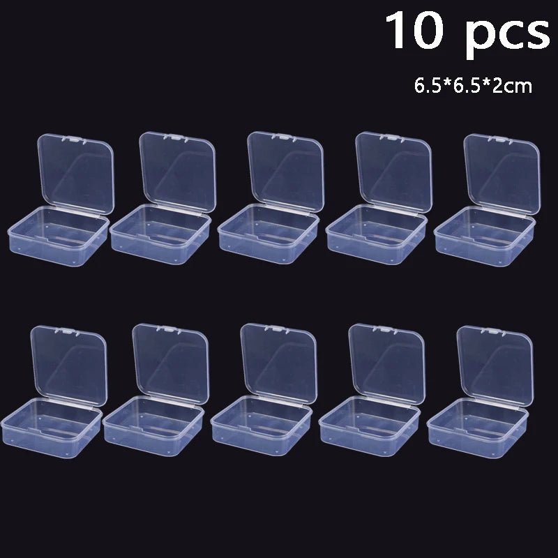 Clear Storage Container Transparent Plastic Storage Boxes with Hinged Lid Square Packaging Display Box Jewelry DIY Crafts