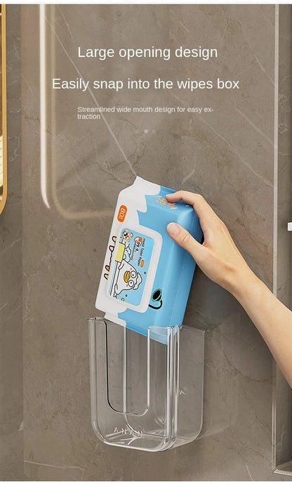 Bathroom non perforated wall mounted wet tissue storage box with large opening and strong load-bearing capacity