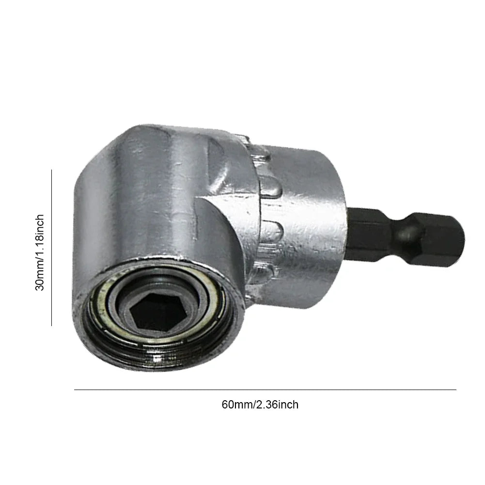 1/4 Inch 90°/105° Degree Right Angle Attachment Labor-saving Corner Electric Drill Chuck Rotatable Screwdriver Socket Adapter
