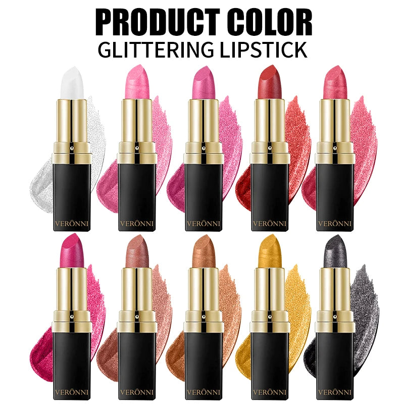 Diamond Shimmer Lipstick Lip Gloss High Pigmented Long Lasting 10 Colors Glitter Lipgloss Lips Makeup Cosmetics Sexy Make Up