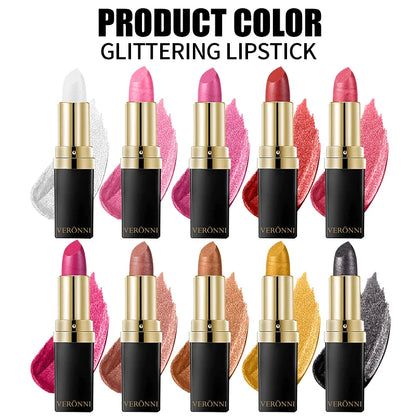 Diamond Shimmer Lipstick Lip Gloss High Pigmented Long Lasting 10 Colors Glitter Lipgloss Lips Makeup Cosmetics Sexy Make Up